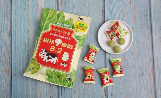 UHA悠哈菠菜牛奶糖新品上市，同比減脂25%