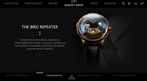  Jaquet Droz 品牌275周年之際推出全新官方網(wǎng)站